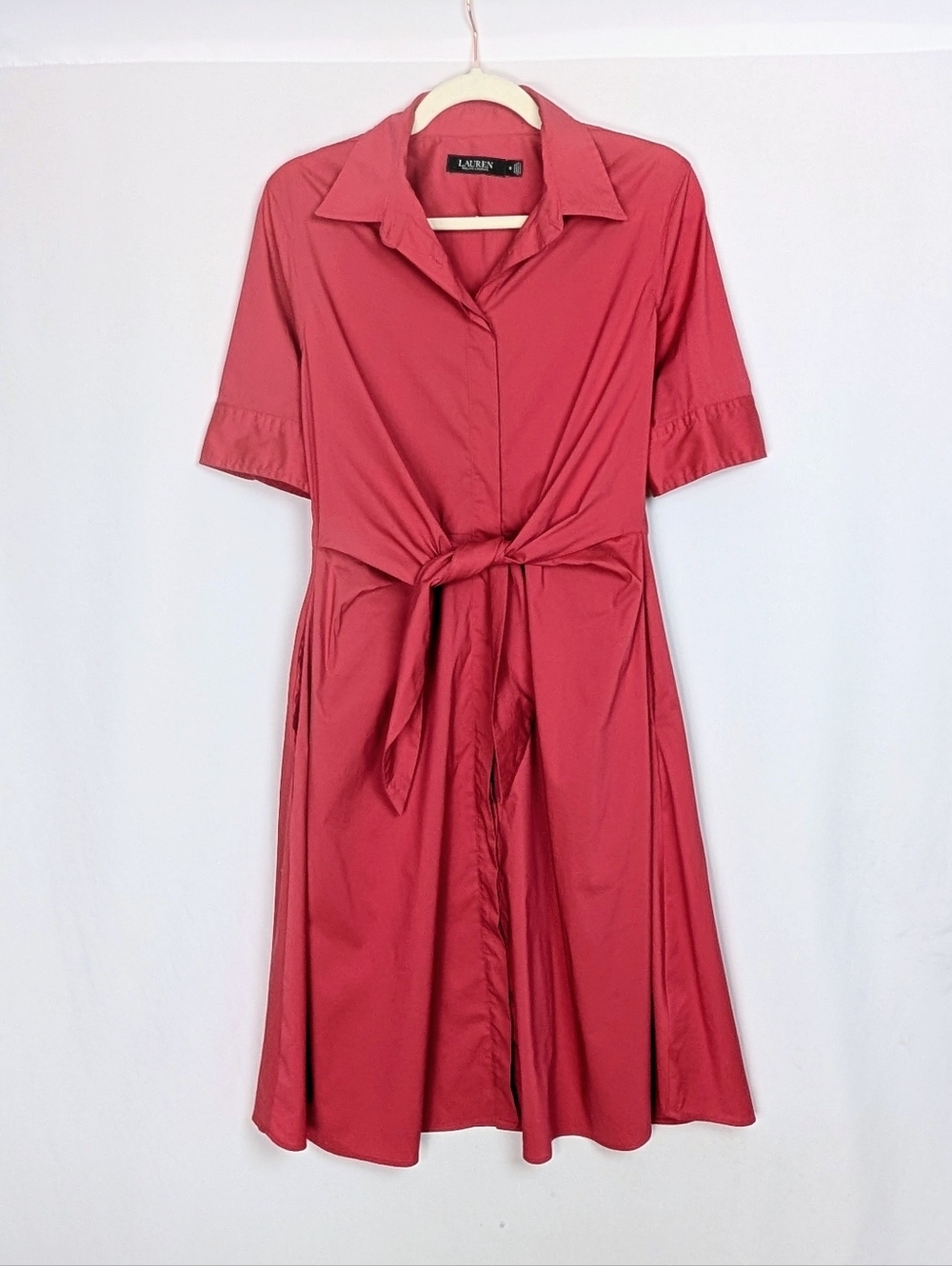 Ralph Lauren Button-Front Shirt Dress in Coral Pink - Picture 2 of 9